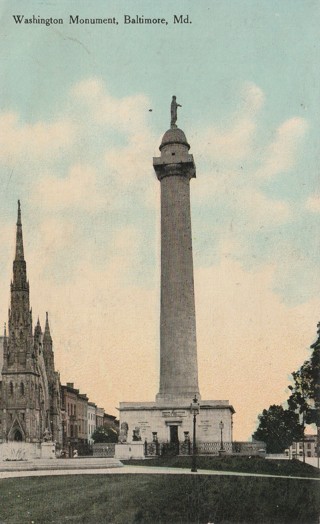 Vintage Used Postcard: g: Washington Monument, Baltimore, MD