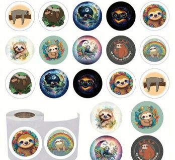 ➡️NEW⭕(10) 1" SLOTH STICKERS!!⭕(SET 2 of 2)