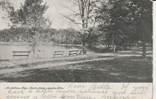 Vintage Used Postcard: g: 1906 An Autumn Day, Myers Lake, Canton, OH