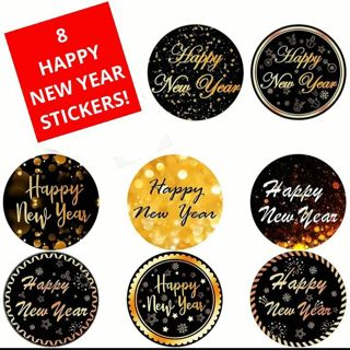 ⭐NEW⭐(9) 1.5" HAPPY NEW YEAR stickers