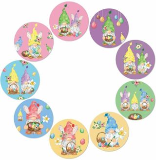 ➡️⭕NEW⭕(9) 1.5" EASTER GNOME HIGH QUALITY STICKERS!!⭕