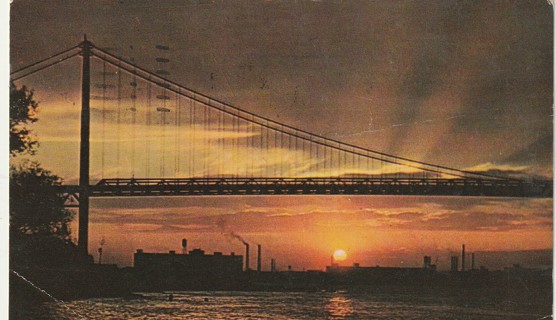 Vintage Used Postcard: A: 1961 Ambassador Bridge, Detroit, MI