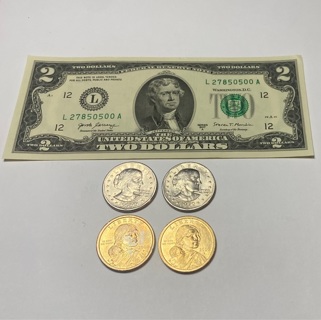 Collectible Two Dollar Bill - Susan B. Anthony Dollars & Sacagawea Coins!