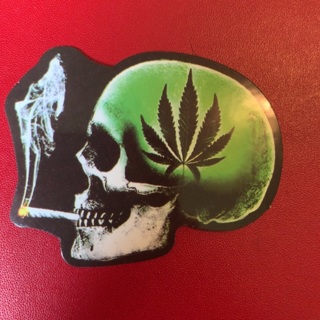 Skull Smoking Weed Decal Sticker 