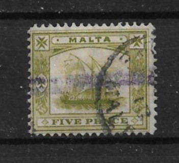 1910 Malta Sc45 5p Ancient Galley used