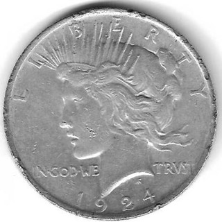 1924 Peace Dollar 90% Silver U.S. One Dollar Coin