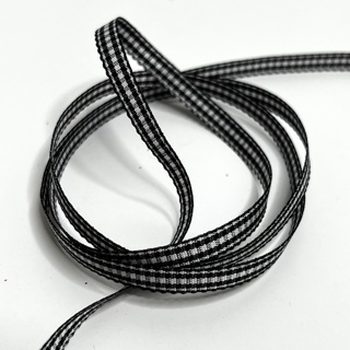 Black & White Tiny Micro Check  1/4” Wide Ribbon 