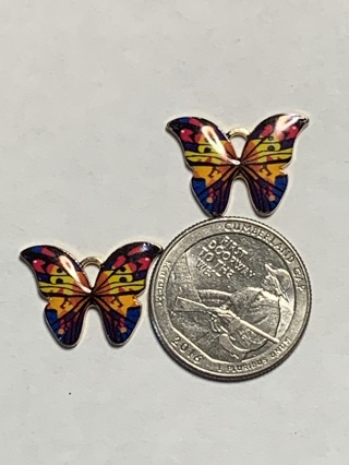 ♥♥BUTTERFLY CHARMS~#10~FRONT VIEW~SET OF 2~FREE SHIPPING♥♥