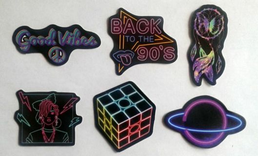 Mix Of Six Neon Vinyl Stickers #1