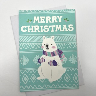 White Bear Fair Isle Print Christmas Card 