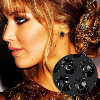 Black Crystal CZ Stud Earrings in Sterling Silver .925