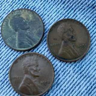 3 wheat Pennies different dates 