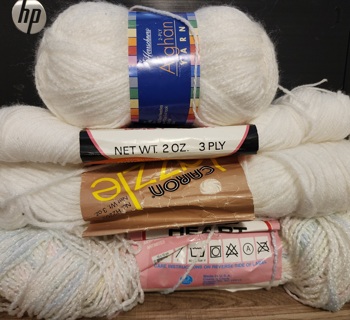 Lot of 4 - White Yarns - total weight is 8.2 ozs