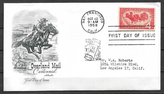 1958 Sc1120 Overland Mail Centennial FDC