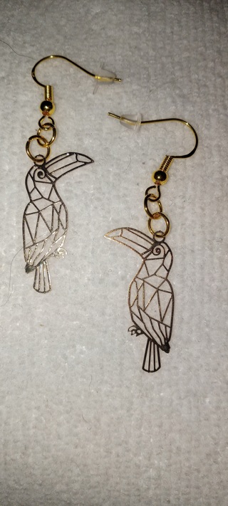 Toucan earrings gold over sterling ear wires