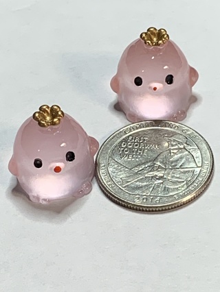 CROWN CHICKS~#12~PINK~SET OF 2 CHICKS~GLOW IN THE DARK~FREE SHIPPING!