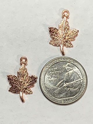 MAPLE LEAF CHARMS~#19~ROSE GOLD~SET OF 2 CHARMS~FREE SHIPPING!