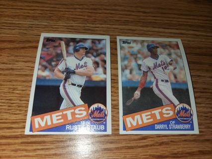 1985 Topps Baseball Rusty Staub #190 and Darryl Strawberry #570,NY Mets,Mint condition, Free Ship!