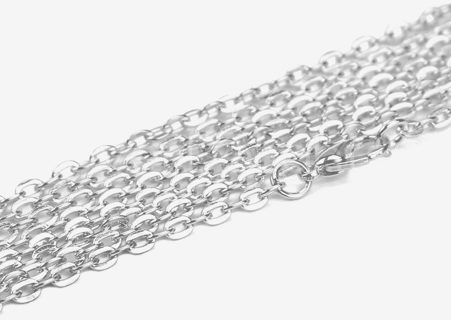  4x6mm Platinum Silver 24nch Cable Chain Necklace Lot 5 (PLEASE READ DESCRIPTION)