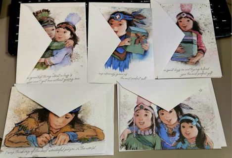 Lot of 5 Native American children greeting cards