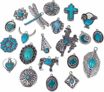 10Pcs Random Mix Artificial Turquoise Pendants #3 (PLEASE READ DESCRIPTION)