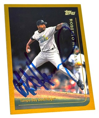 Autographed Roberto Hernandez 1999 Topps Baseball Card #81 Tampa Bay Devil Rays