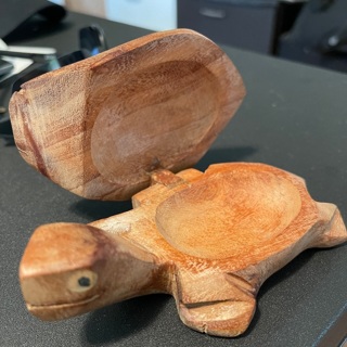 BONUS W/GIN Wooden Turtle with opening shell