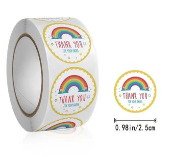 100 Rainbow Thank you for your order Stickers