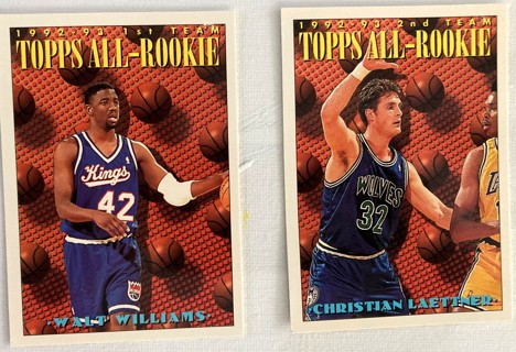 TOPPS 1992-93 All-Rookie Cards, Christian Laettner and Walt Williams