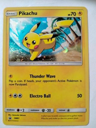 Pikachu sm81 rare holo promo pokemon