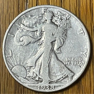 1938 P Silver Walking Liberty Half Dollar 90% Silver VG+