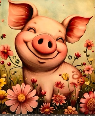 Cute Pig - 3 x 4” MAGNET - GIN ONLY