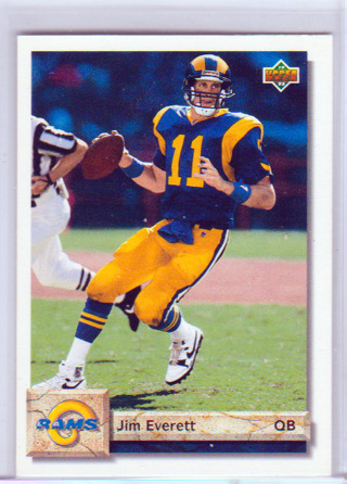 Jim Everett, 1992 Upper Deck Card #111, Los Angeles Rams, (H)