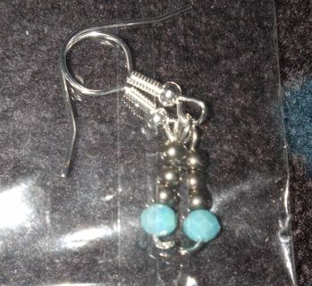 Turquoise Crystal Beaded hook earrings