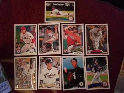 9 card Topps baseball lot rcs