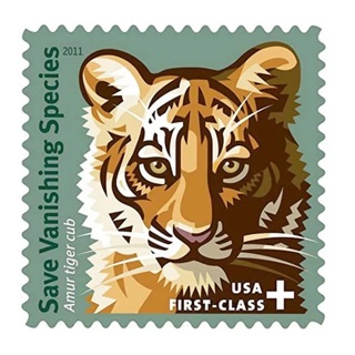 20 Tiger Forever Stamps, Save the Wildlife, Is Refundable, Insured, Ships in 1 day.