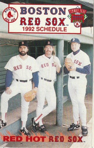 1992 Boston Red Sox pocket schedule.