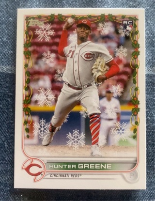 2022 Topps Holiday Hunter Greene Candy Cane Socks Short Print SP ROOKIE RC HW130