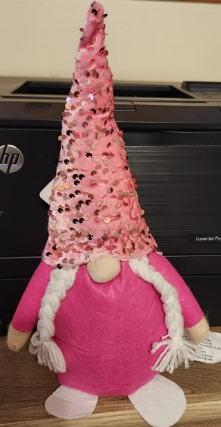 NEW - Pink Sequin Gnome - stands 14 inches tall!