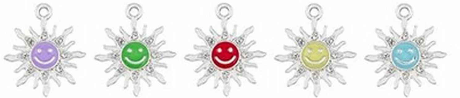 10pc Enamel Rhinestone Happy Face Sun Charms #3 (PLEASE READ DESCRIPTION) 