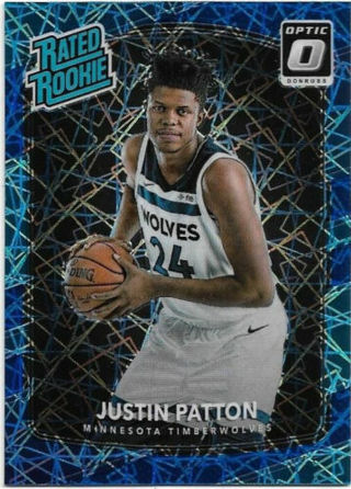 2017-18 DONRUSS OPTIC JUSTIN PATTON BLUE VELOCITY PRIZM REFRACTOR ROOKIE CARD