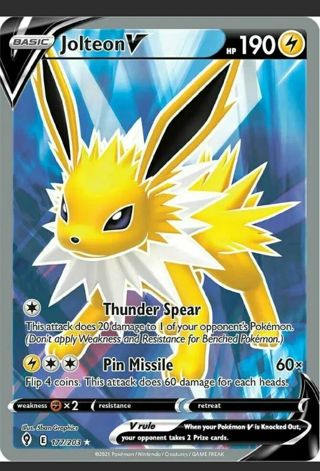 NM Ultra Rare Jolteon V Textured Full Art Pokemon card TCG SWSH