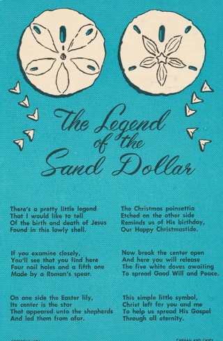 Vintage Unused Postcard: d: Legend of the Sand Dollar