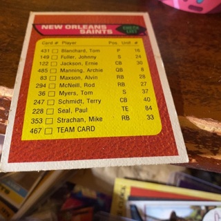 1976 topps New Orleans saints team checklist football card 
