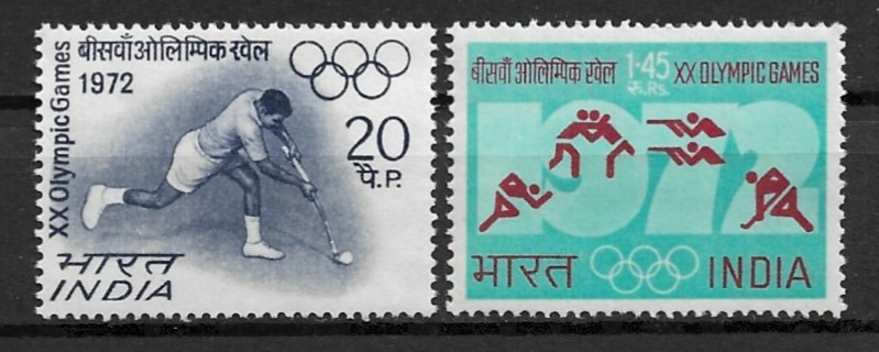 1972 India Sc554-5 complete Olympics set of 2 MNH