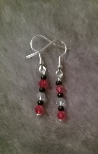 Ruby Red Crystal Bead Dangling Hook Earrings