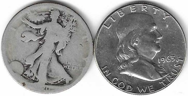 1920 Walking Liberty and 1963 Franklin Half Dollars