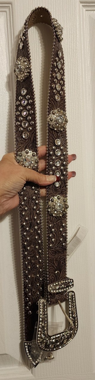 NEW - Blazin Roxx - Brown Rhinestone Belt - size M - retail $49