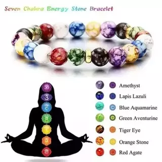 7 Chakra Reiki Beads Bracelet Energy Beads Natural Stone Rope Braided Bangles for Women Men Volcanic