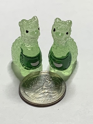 ALPACAS~#1~GREEN~SET OF 2~GLOW IN THE DARK~FREE SHIPPING!